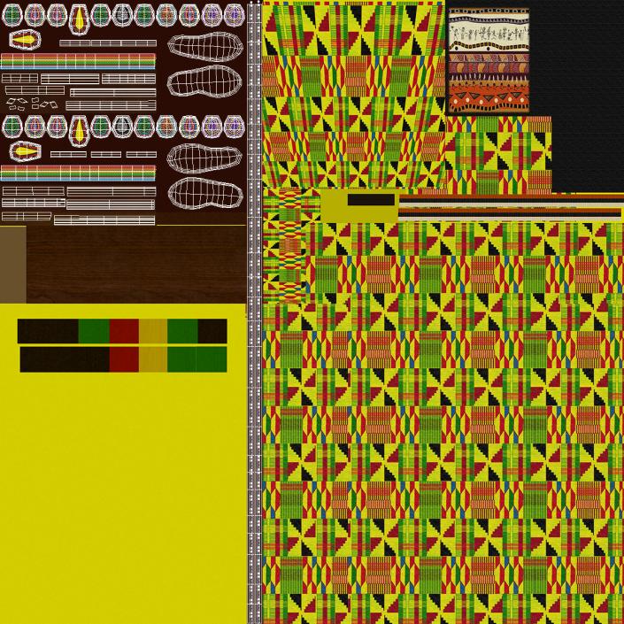 African Traditional Style Items Collection 3D