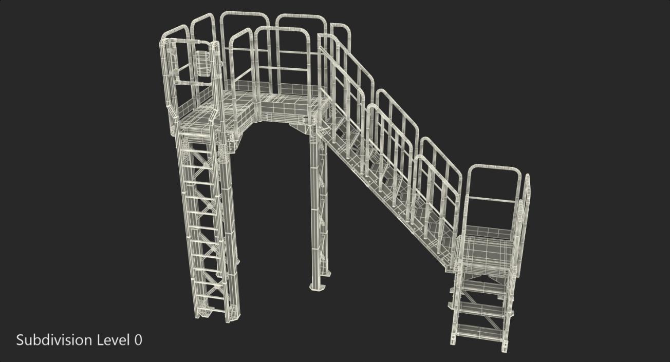 3D Industrial Steel Catwalk Stairs