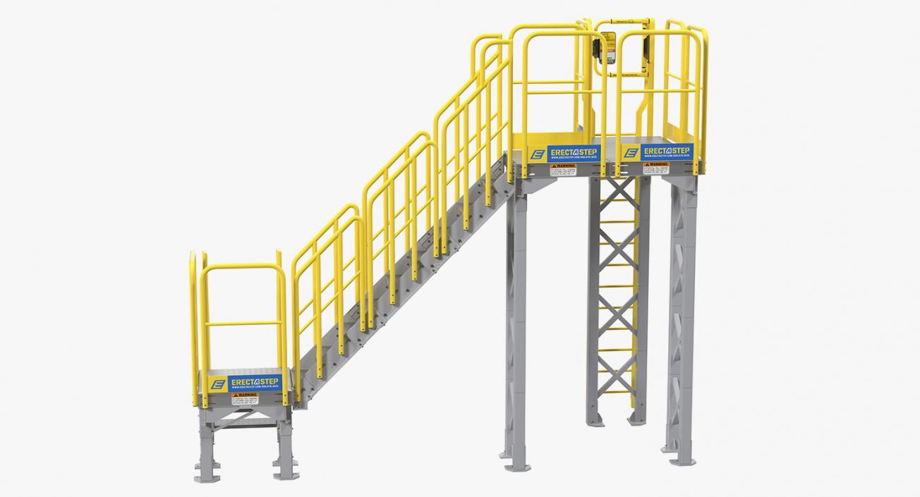 3D Industrial Steel Catwalk Stairs