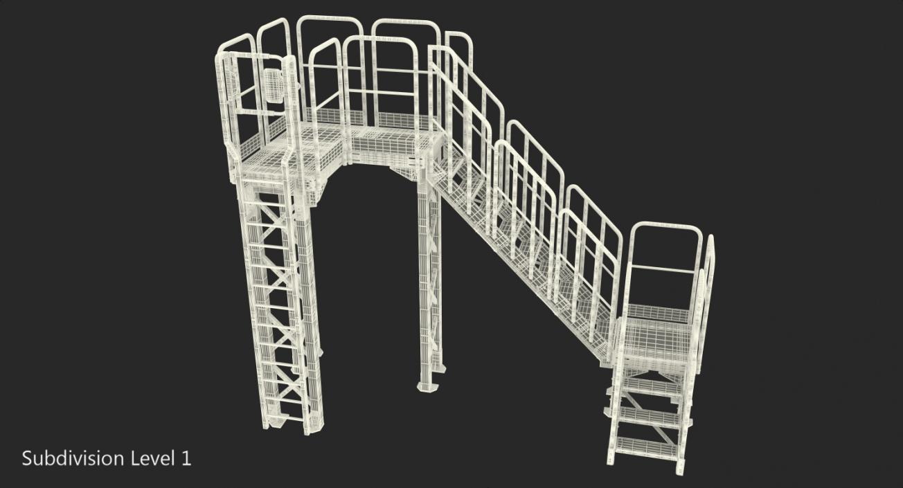 3D Industrial Steel Catwalk Stairs