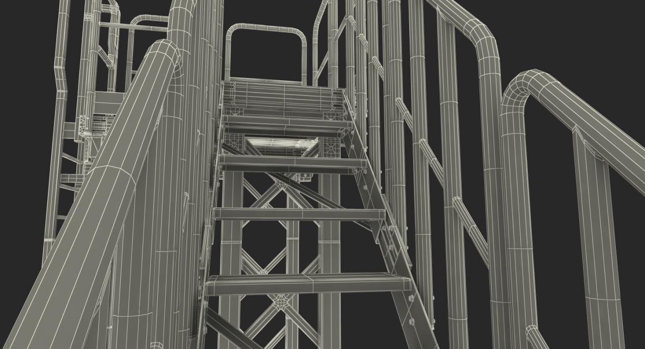 3D Industrial Steel Catwalk Stairs