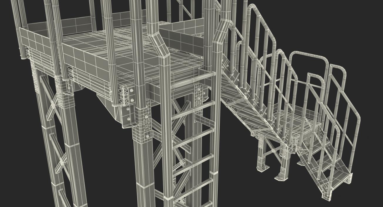 3D Industrial Steel Catwalk Stairs