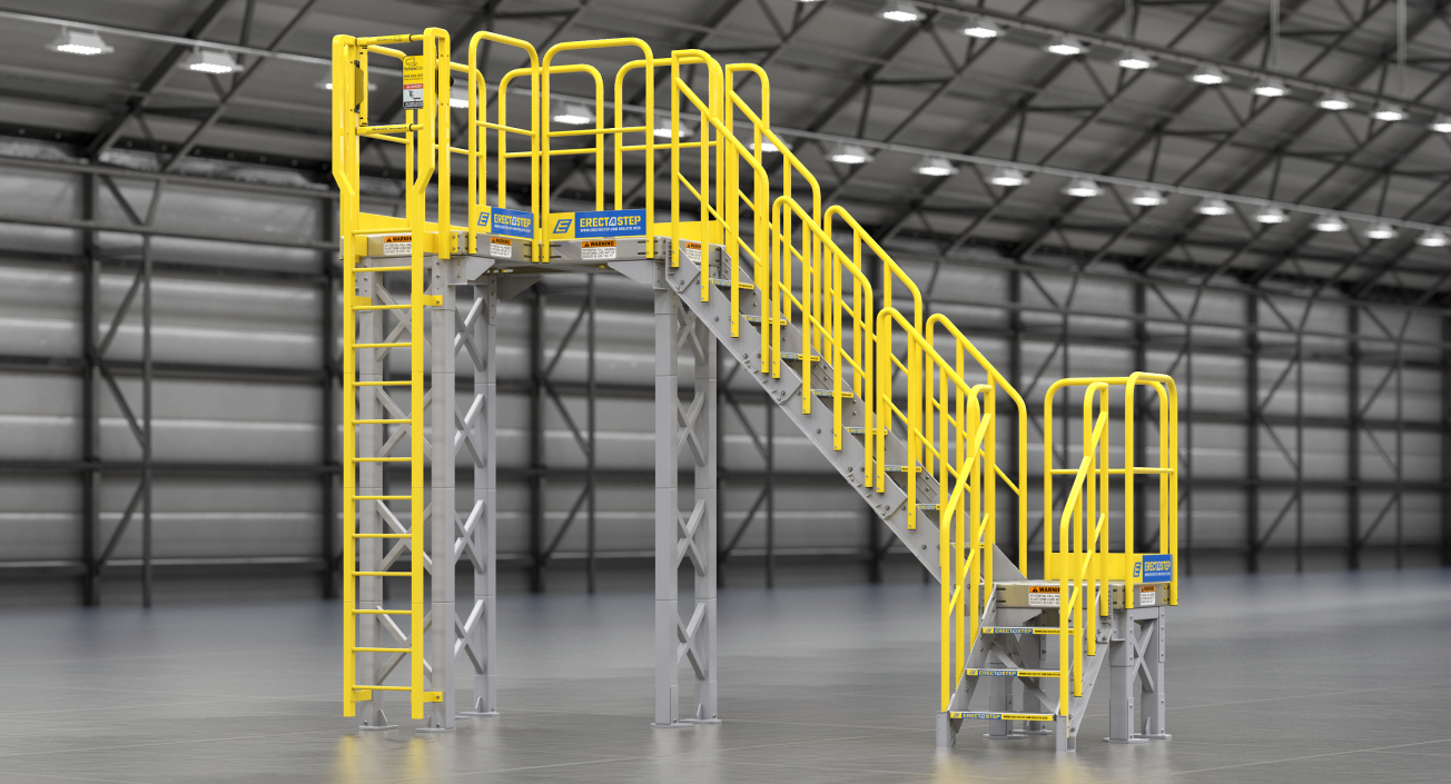 3D Industrial Steel Catwalk Stairs