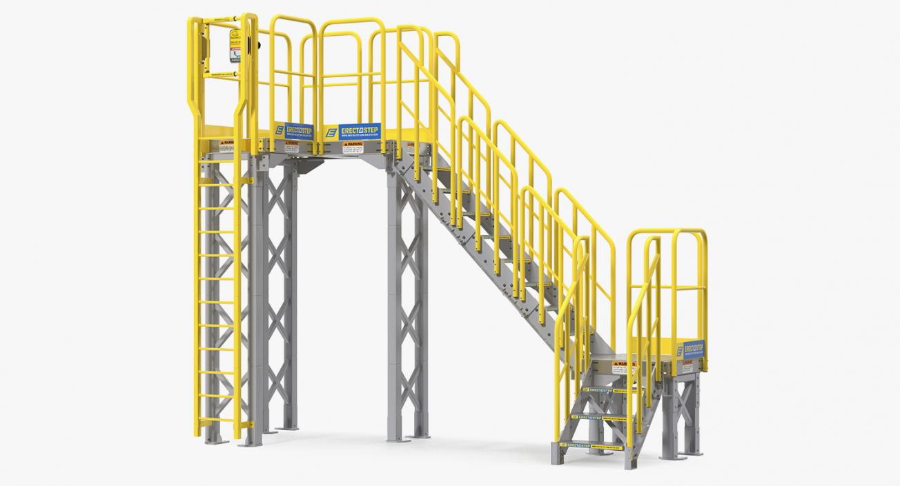 3D Industrial Steel Catwalk Stairs