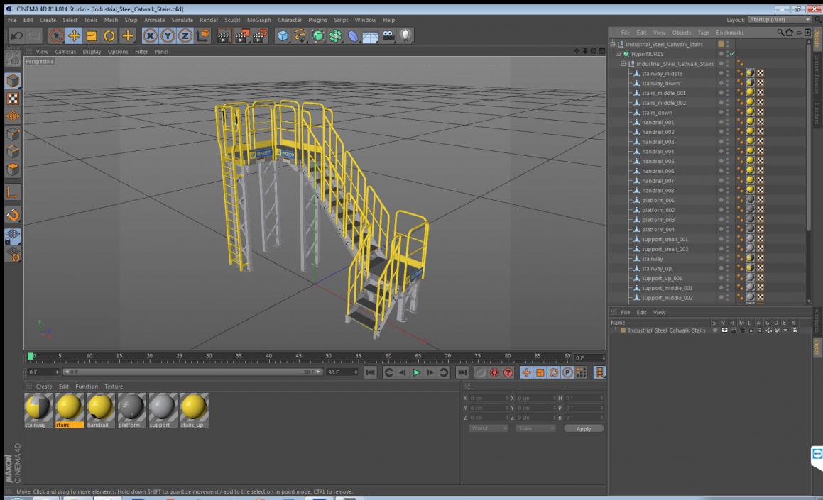 3D Industrial Steel Catwalk Stairs