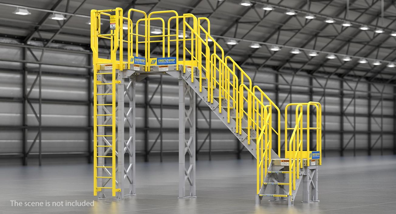 3D Industrial Steel Catwalk Stairs