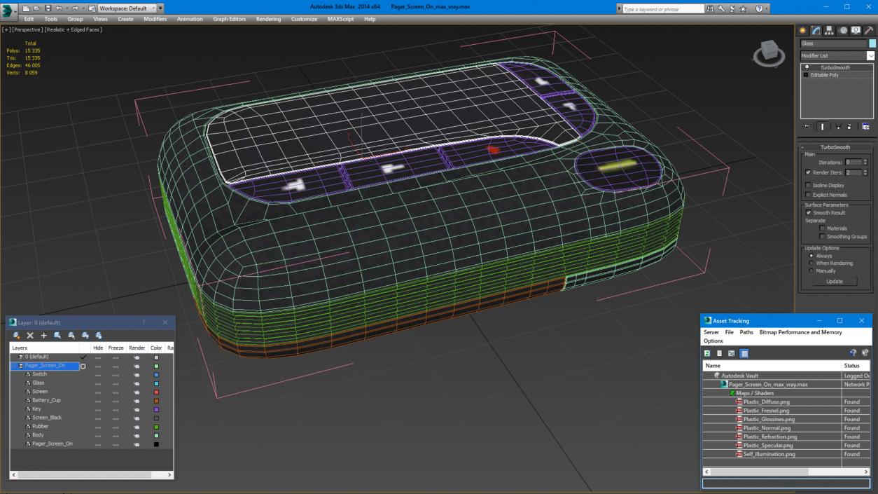 3D model Pager Screen On