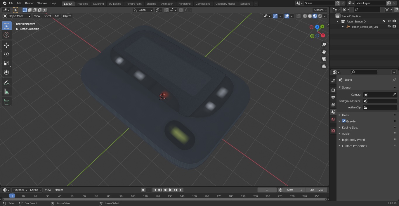 3D model Pager Screen On