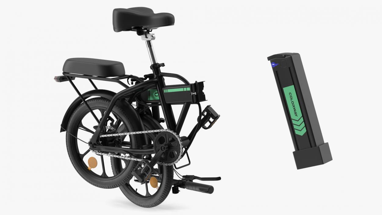 Removable Battery E Bike Black Folded 3D