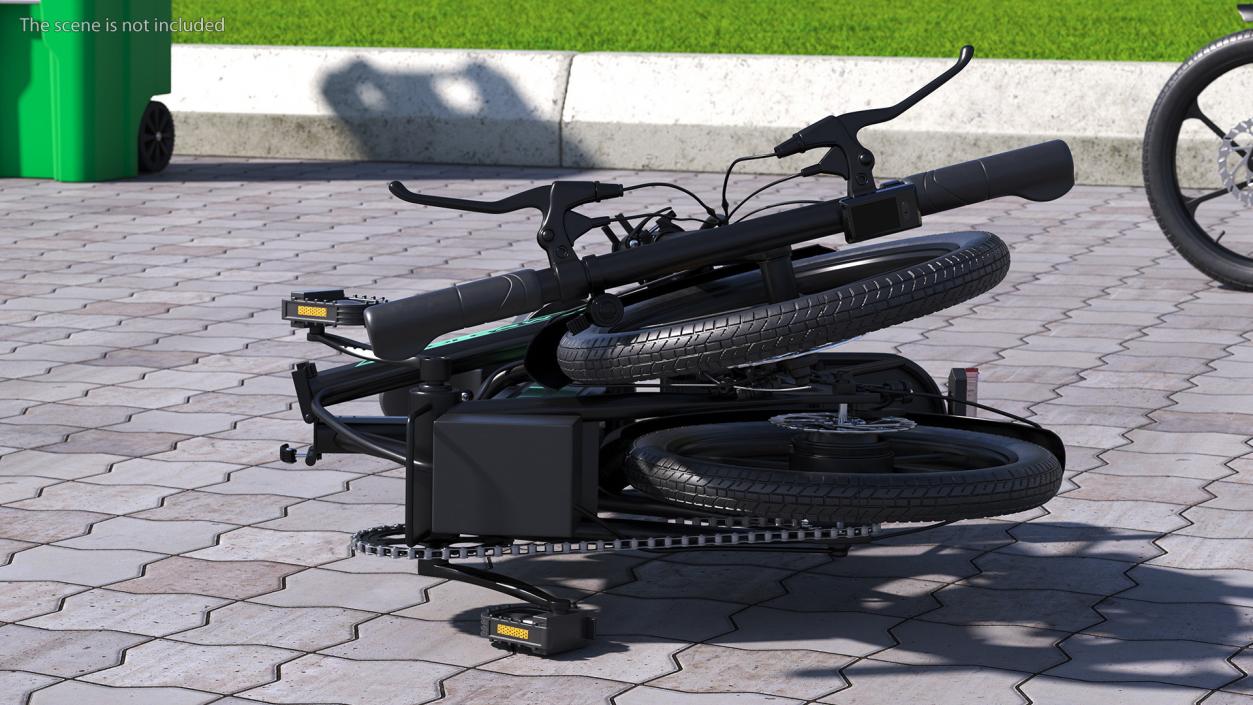 Removable Battery E Bike Black Folded 3D