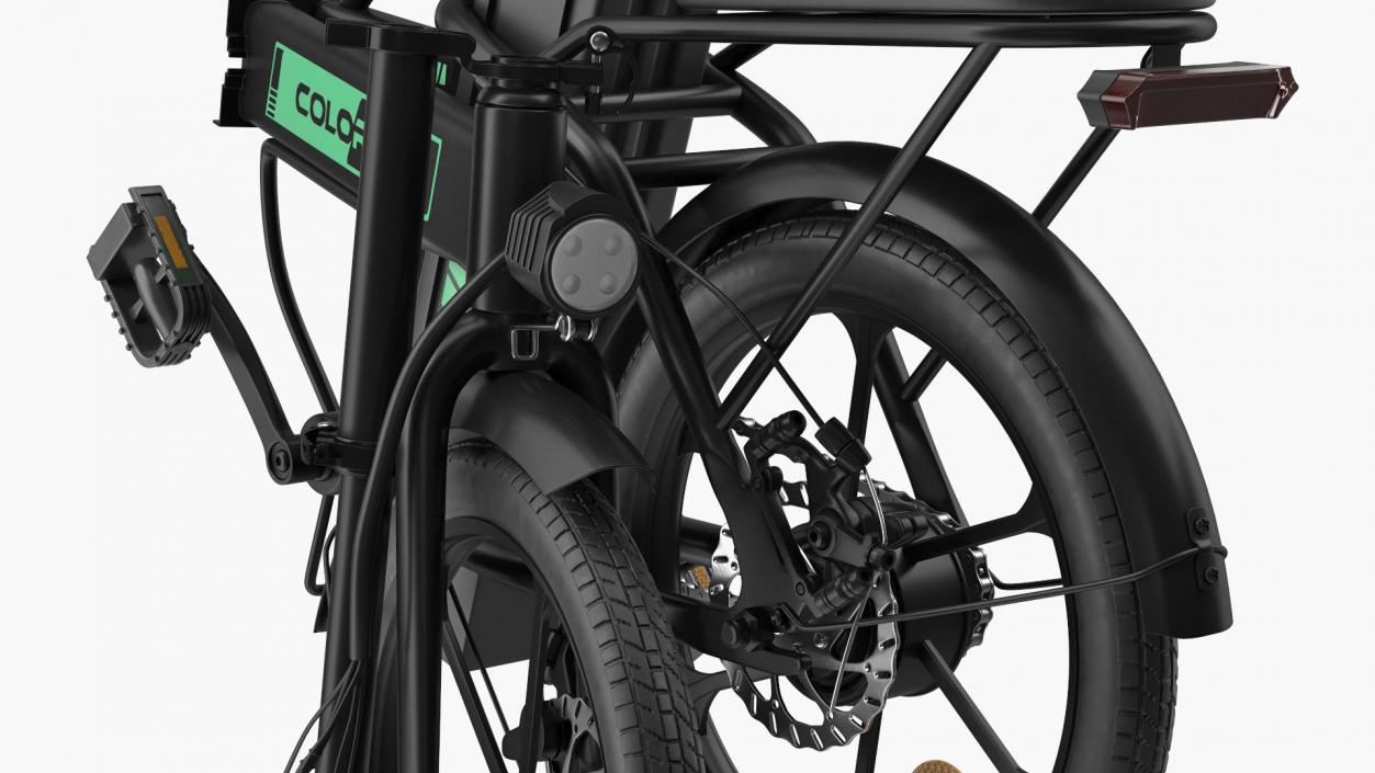 Removable Battery E Bike Black Folded 3D