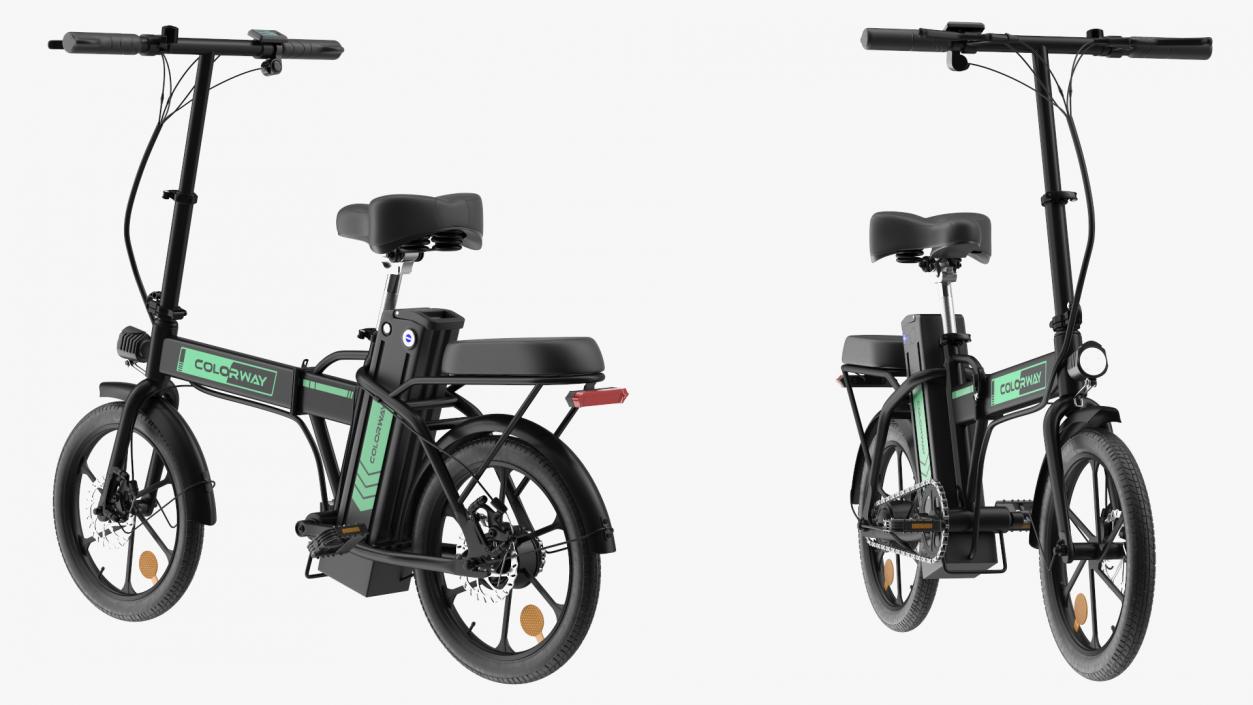 Removable Battery E Bike Black Folded 3D