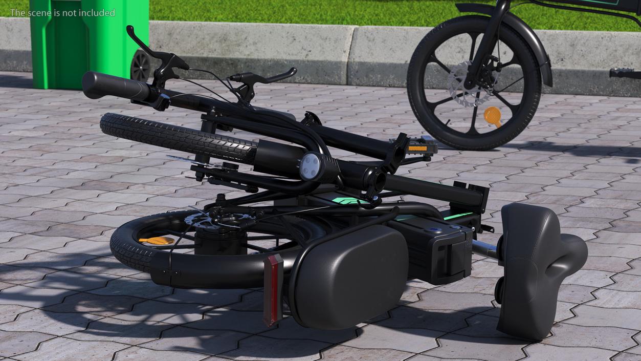 Removable Battery E Bike Black Folded 3D