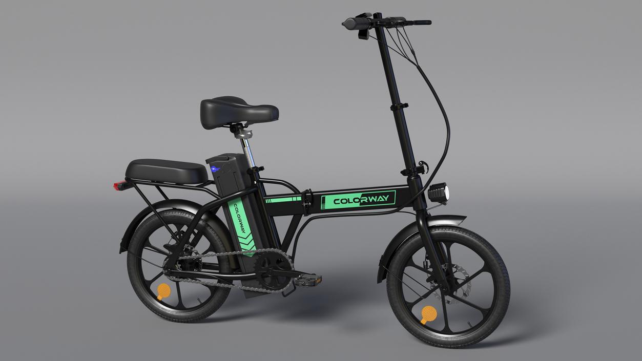 Removable Battery E Bike Black Folded 3D