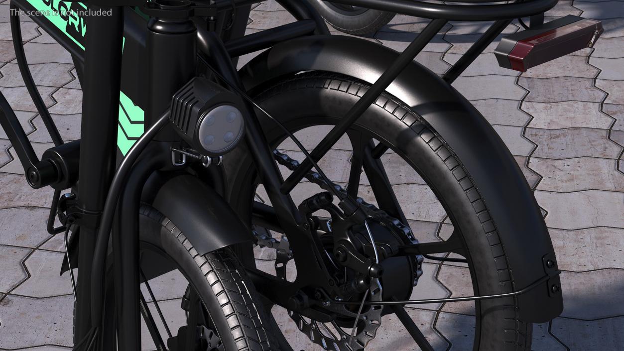 Removable Battery E Bike Black Folded 3D