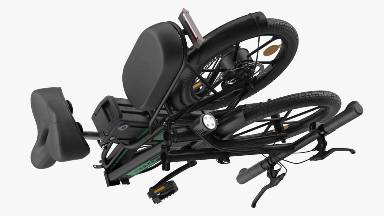 Removable Battery E Bike Black Folded 3D