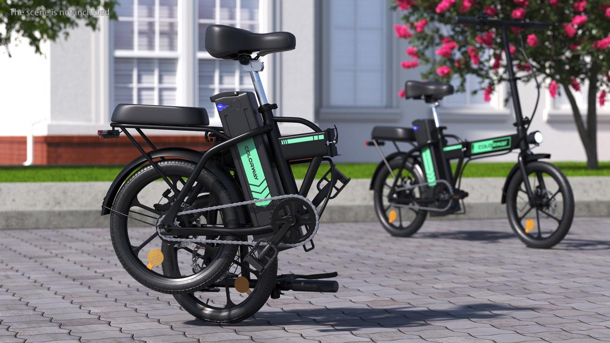 Removable Battery E Bike Black Folded 3D