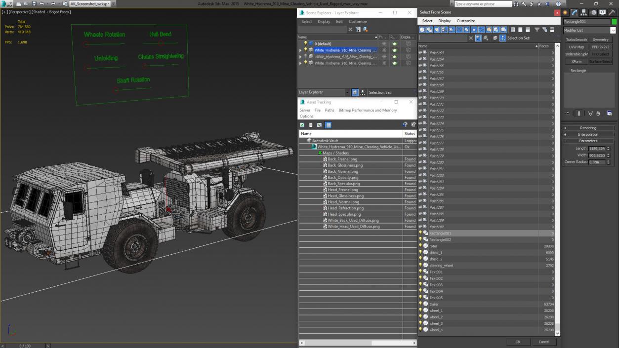 3D White Hydrema 910 Mine Clearing Vehicle Used Rigged