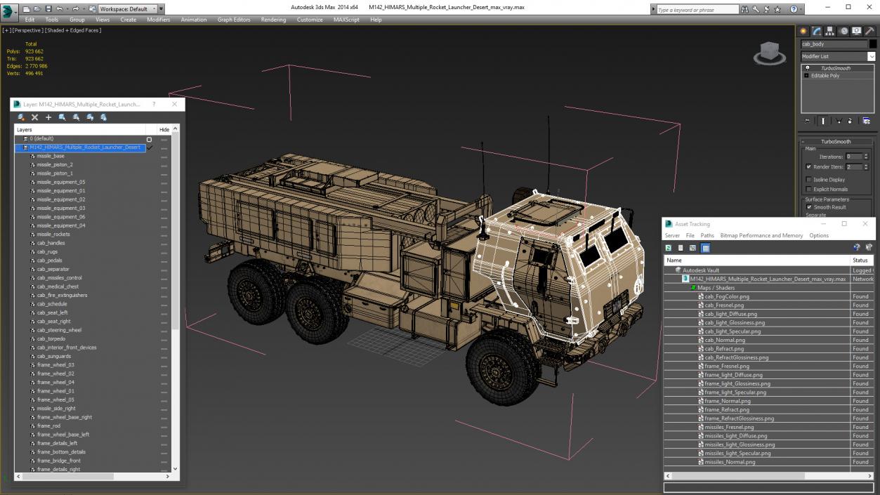 3D M142 HIMARS Multiple Rocket Launcher Desert model