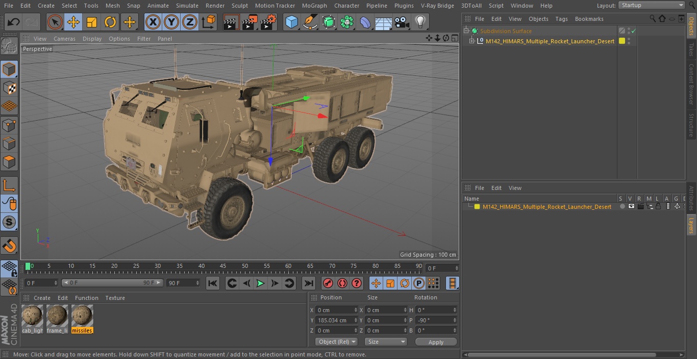 3D M142 HIMARS Multiple Rocket Launcher Desert model