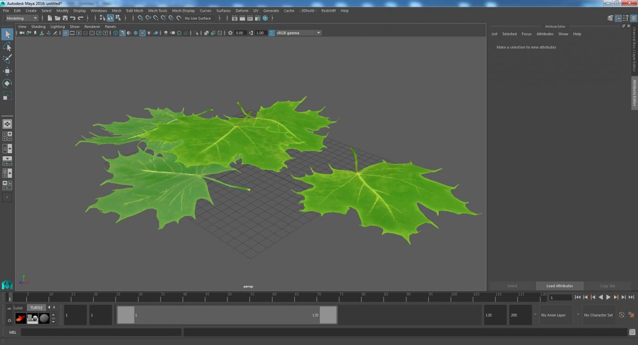 3D model Green Maple Leaves 2