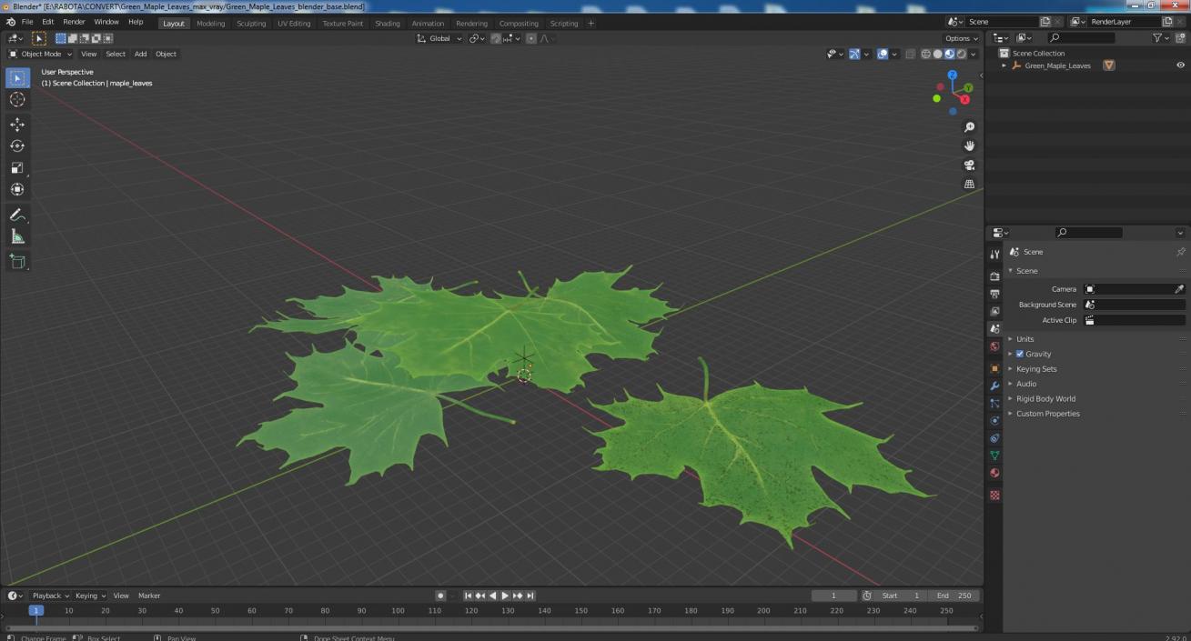 3D model Green Maple Leaves 2