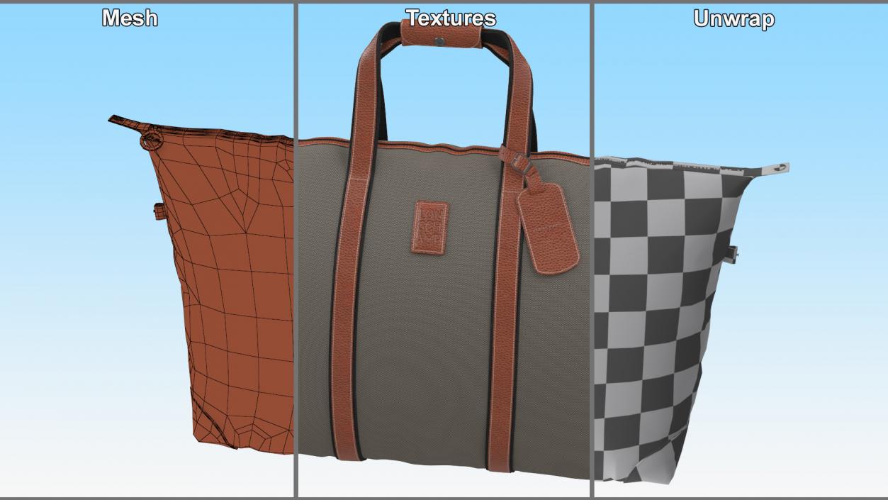 3D model Man Travel Bag LONGCHAMP Brown