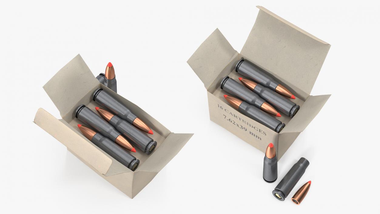 Box of 7.62x39mm Intermediate Cartridge 3D model