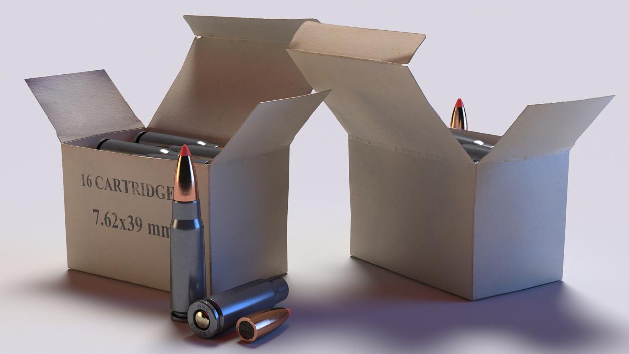 Box of 7.62x39mm Intermediate Cartridge 3D model