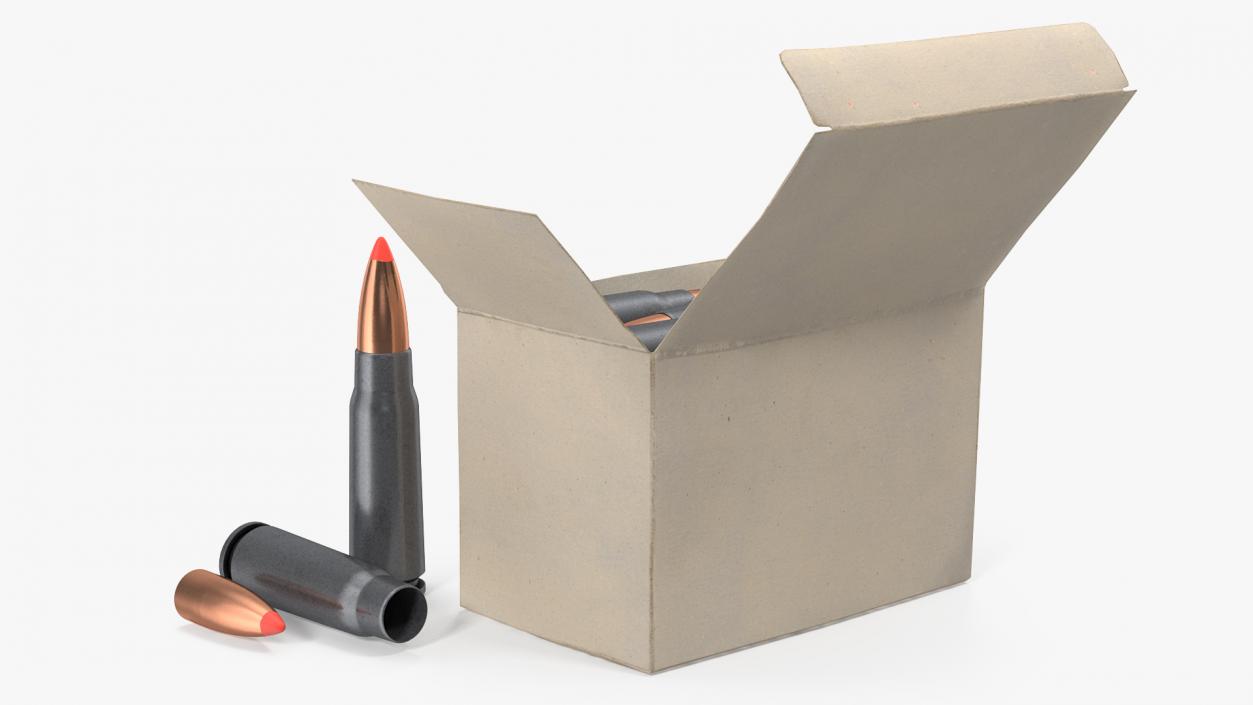 Box of 7.62x39mm Intermediate Cartridge 3D model