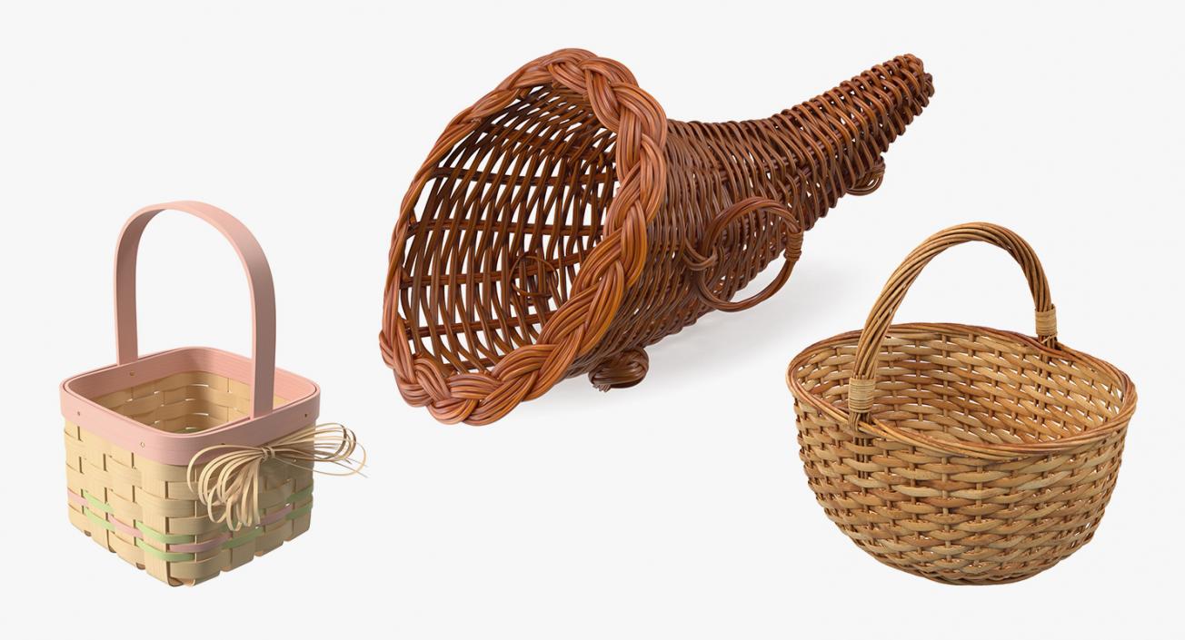 3D model Wicker Baskets Collection