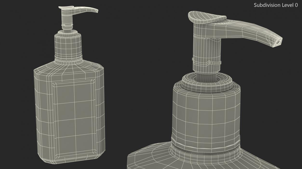 Labeled Sanitizing Gel Bottle with Dispenser 3D model