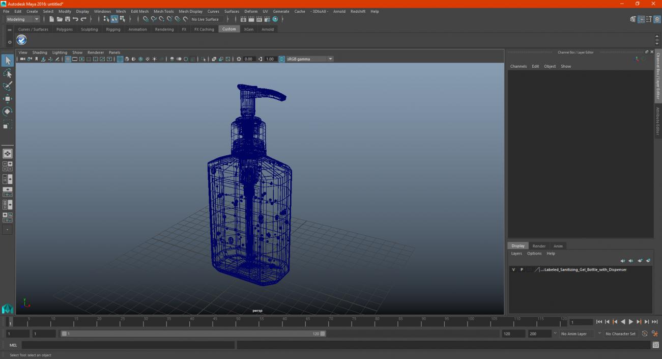 Labeled Sanitizing Gel Bottle with Dispenser 3D model