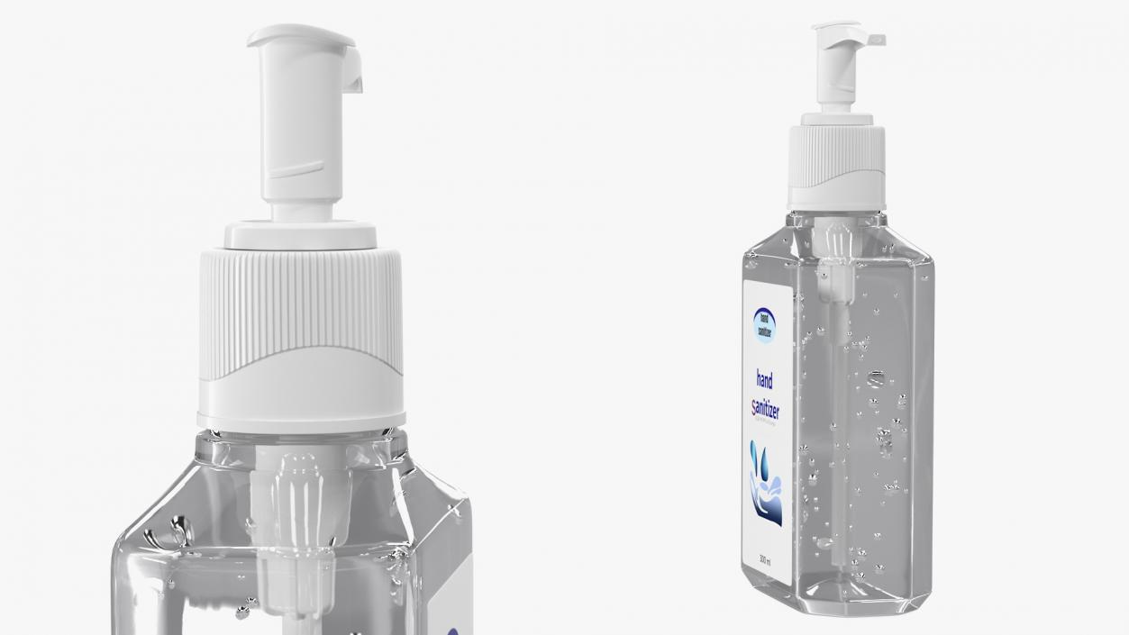 Labeled Sanitizing Gel Bottle with Dispenser 3D model