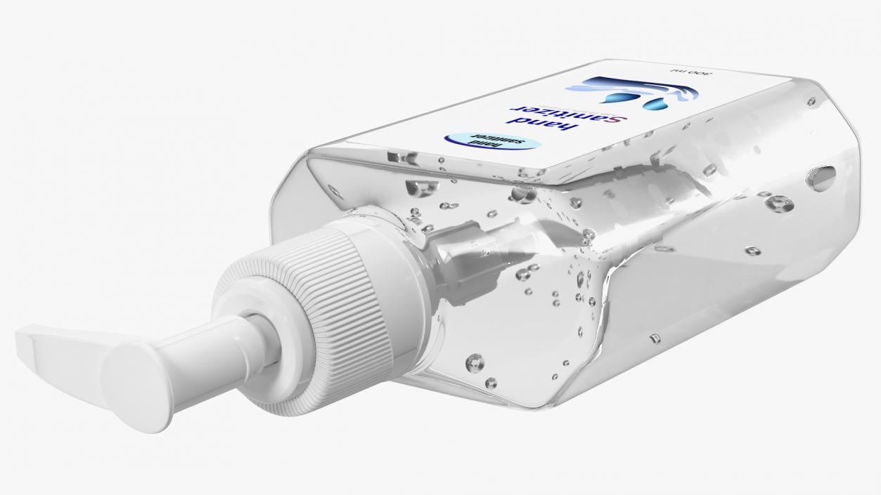 Labeled Sanitizing Gel Bottle with Dispenser 3D model