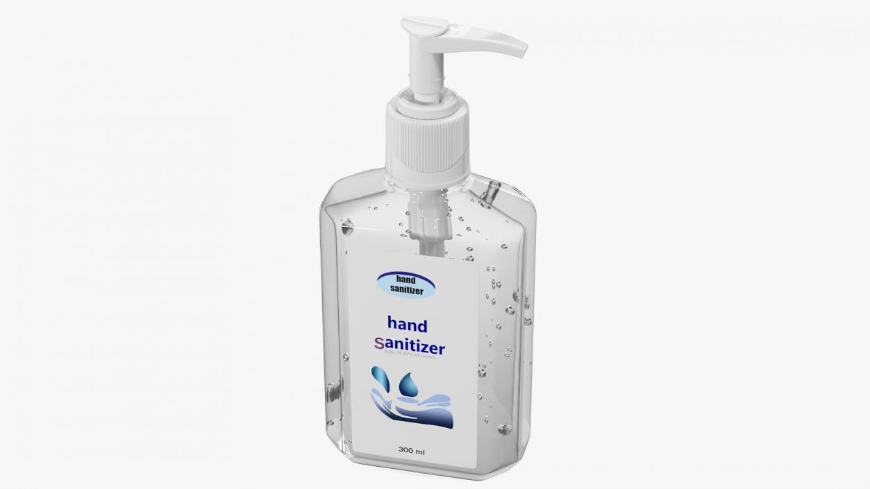 Labeled Sanitizing Gel Bottle with Dispenser 3D model