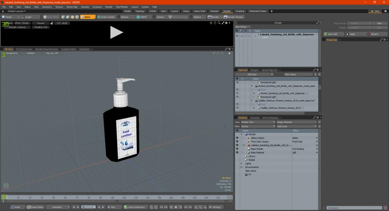 Labeled Sanitizing Gel Bottle with Dispenser 3D model