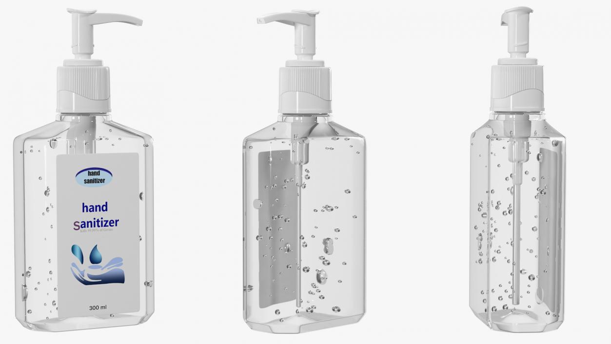 Labeled Sanitizing Gel Bottle with Dispenser 3D model