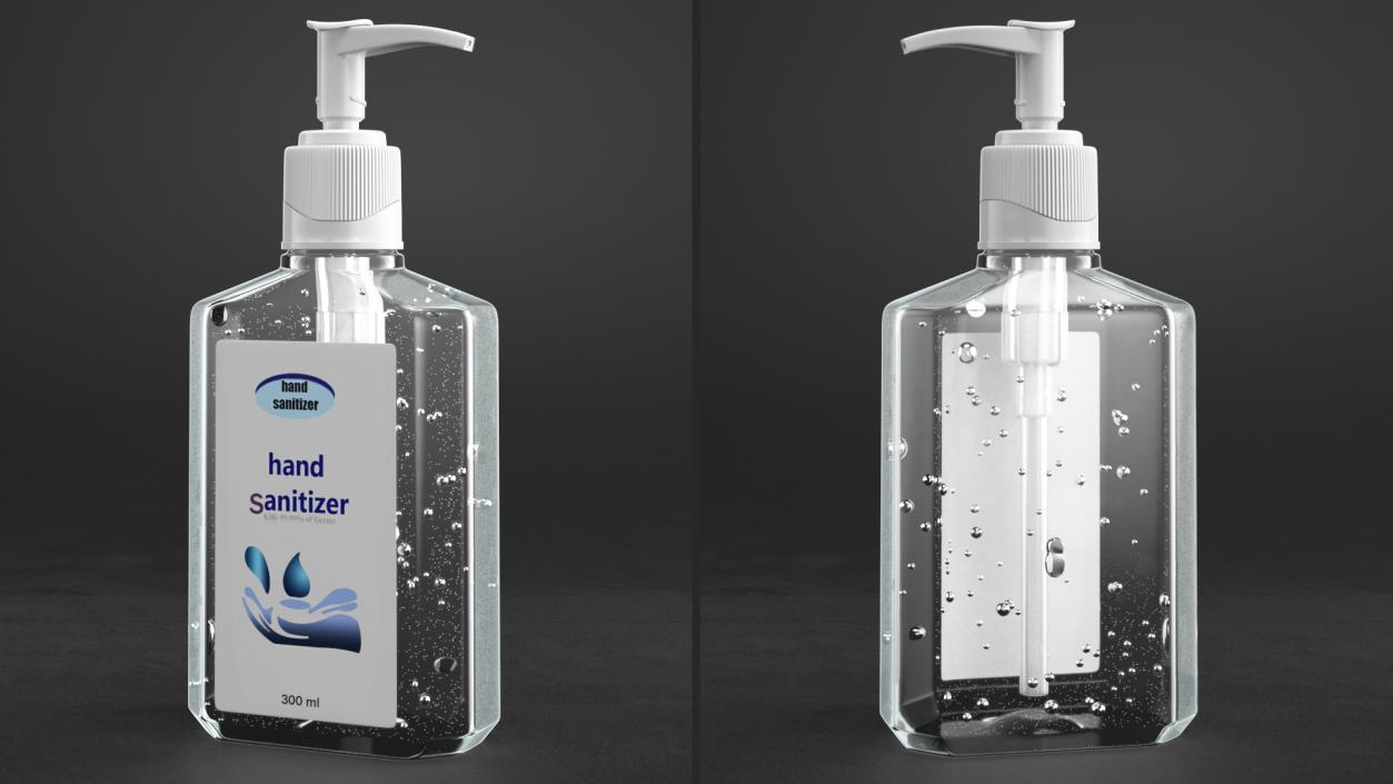 Labeled Sanitizing Gel Bottle with Dispenser 3D model