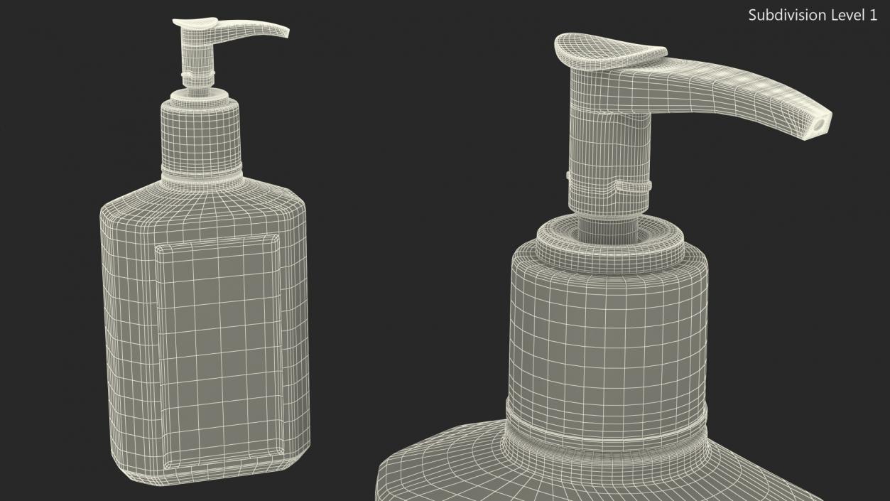 Labeled Sanitizing Gel Bottle with Dispenser 3D model