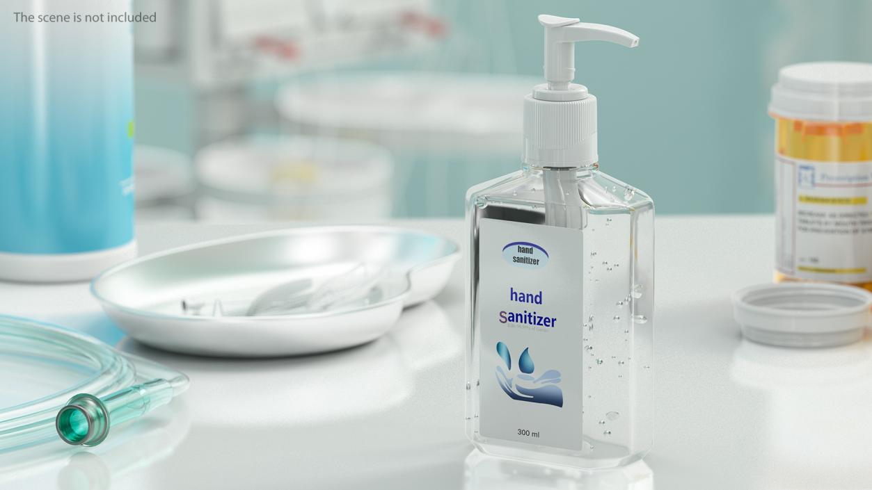 Labeled Sanitizing Gel Bottle with Dispenser 3D model