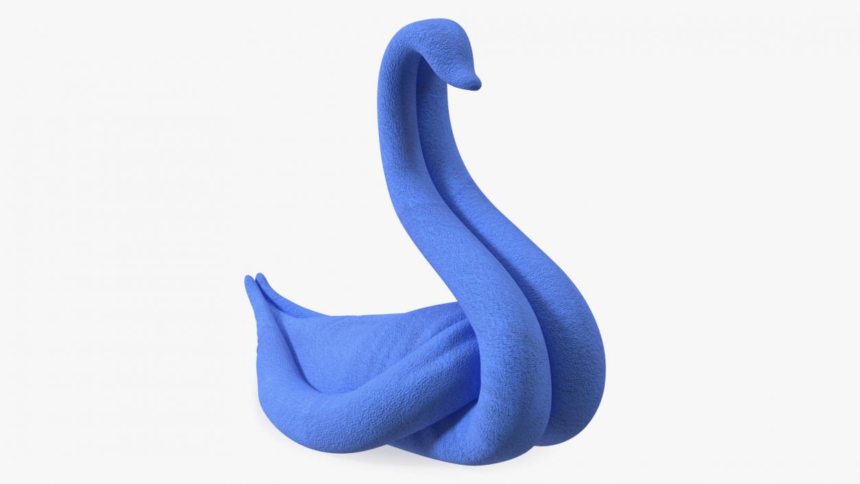 3D Elegant Blue Towel Swan with Folded Wings