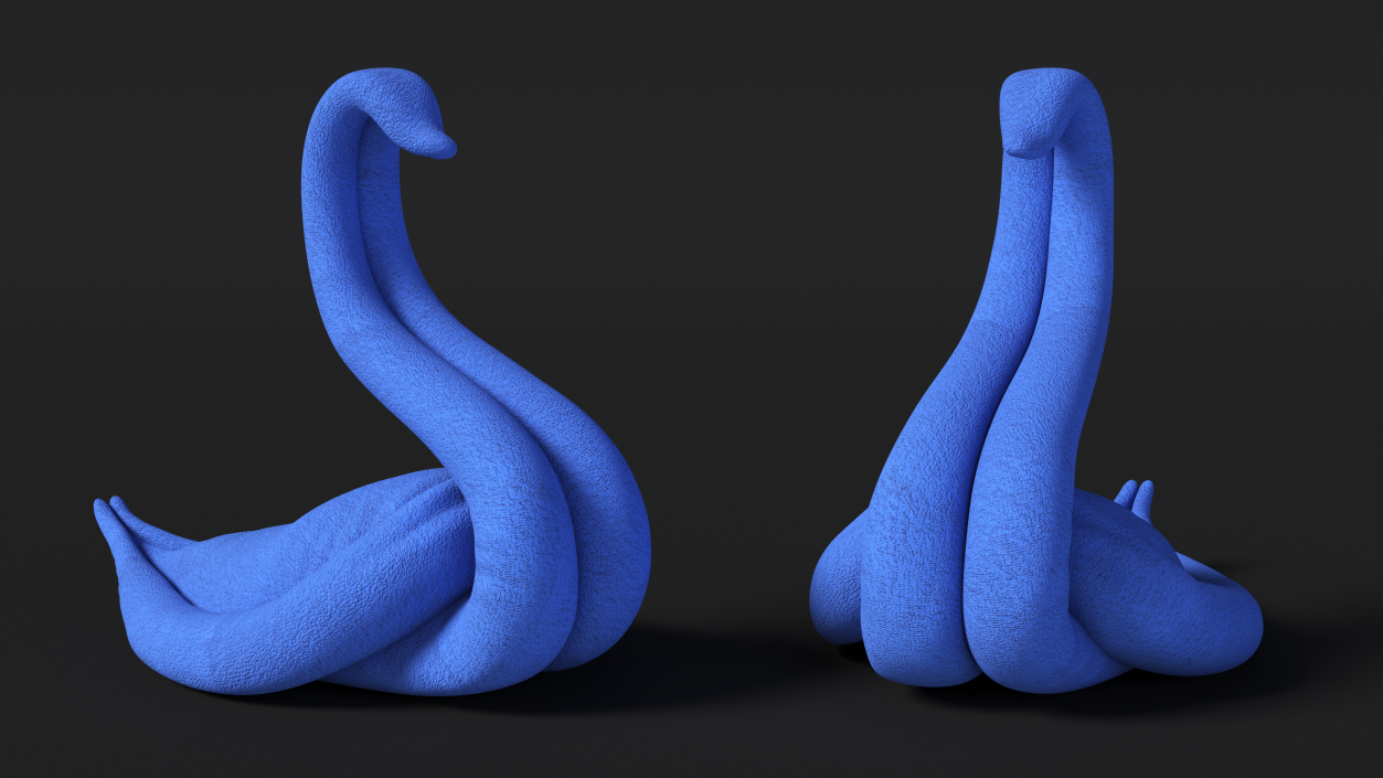 3D Elegant Blue Towel Swan with Folded Wings