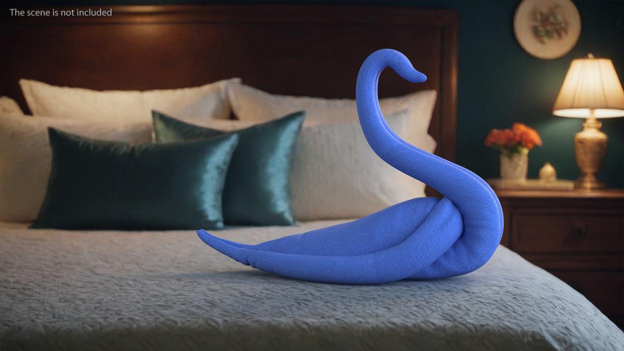 3D Elegant Blue Towel Swan with Folded Wings