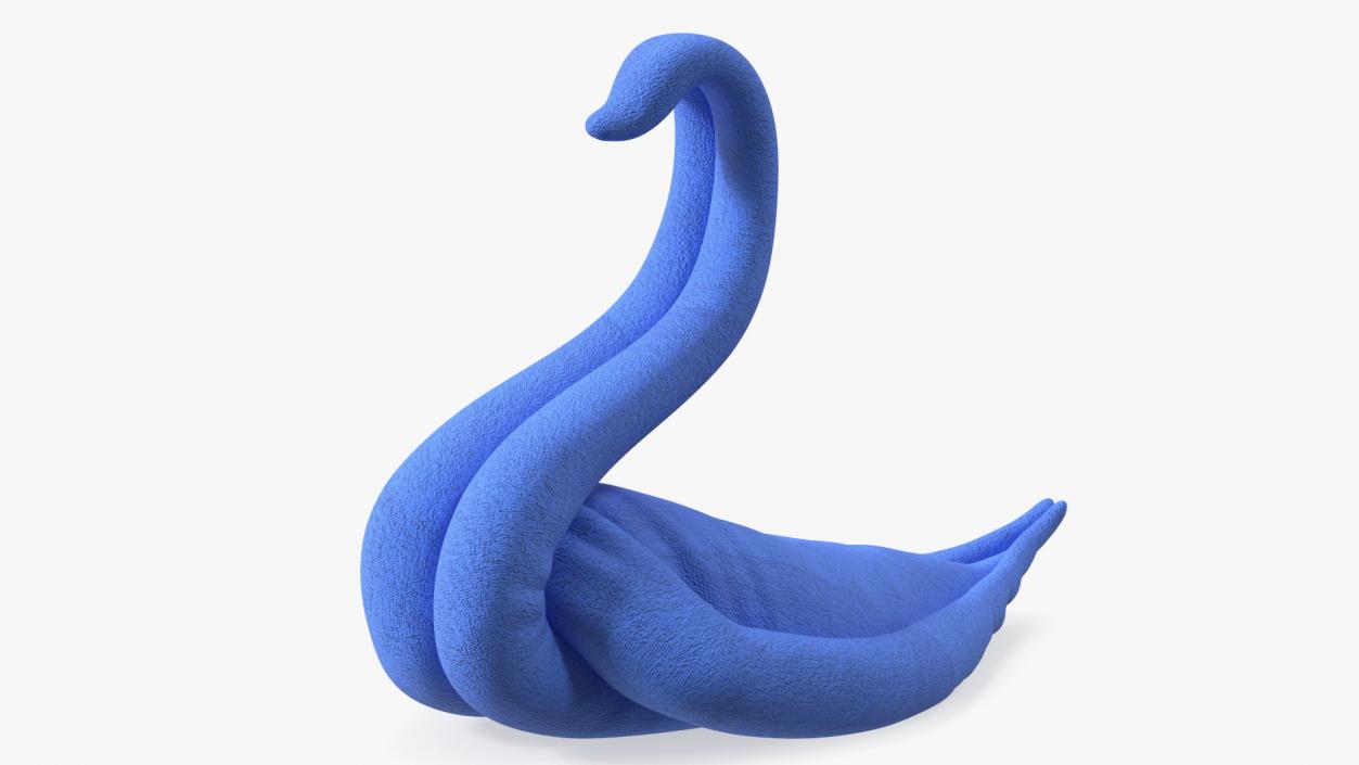 3D Elegant Blue Towel Swan with Folded Wings