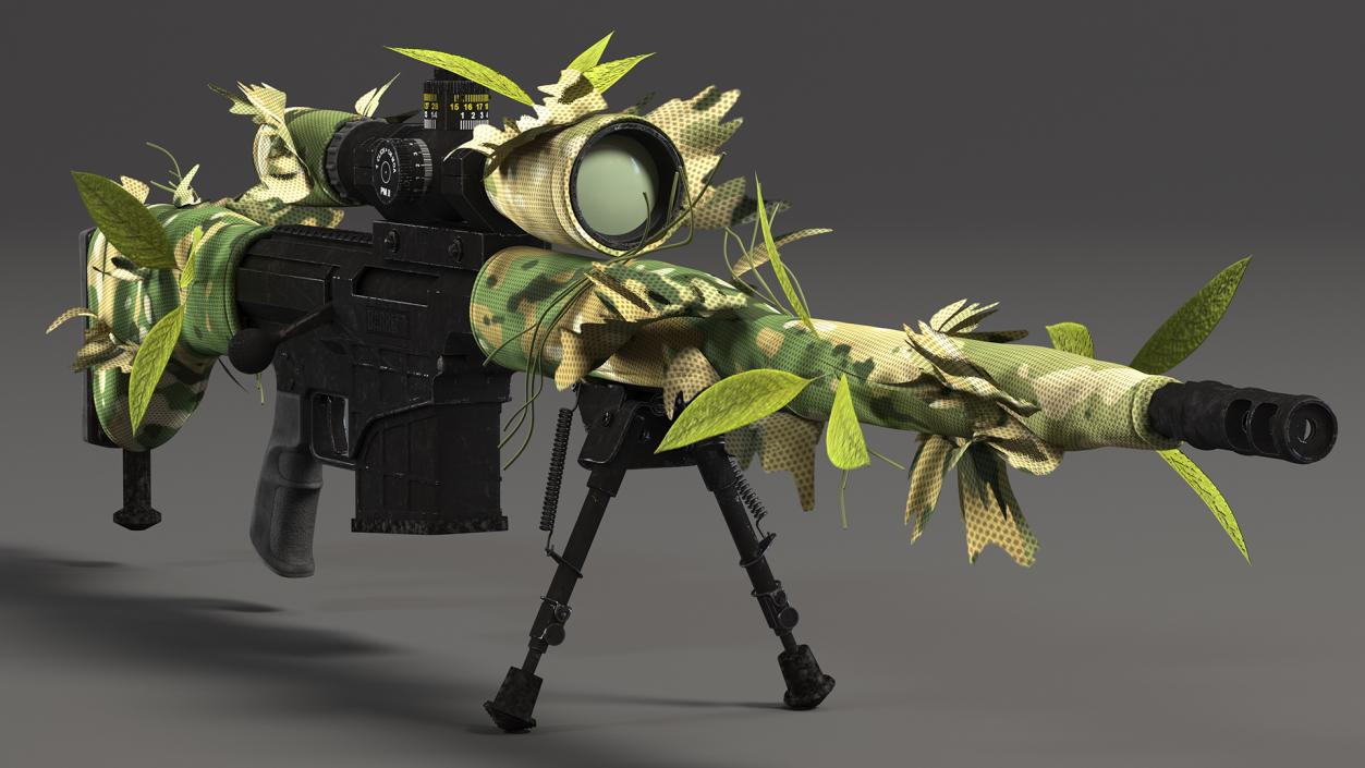 3D Sniper in Leaf Ghillie Suit T-pose 2