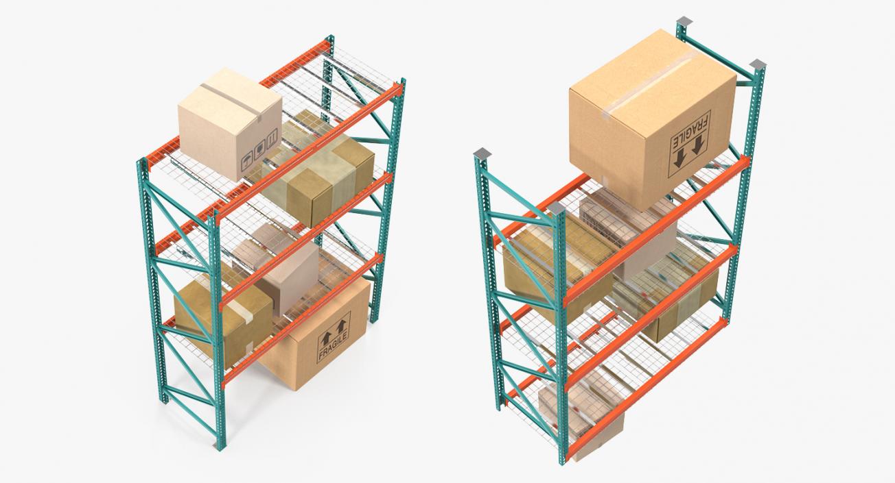 Pallet Rack with Boxes 3D