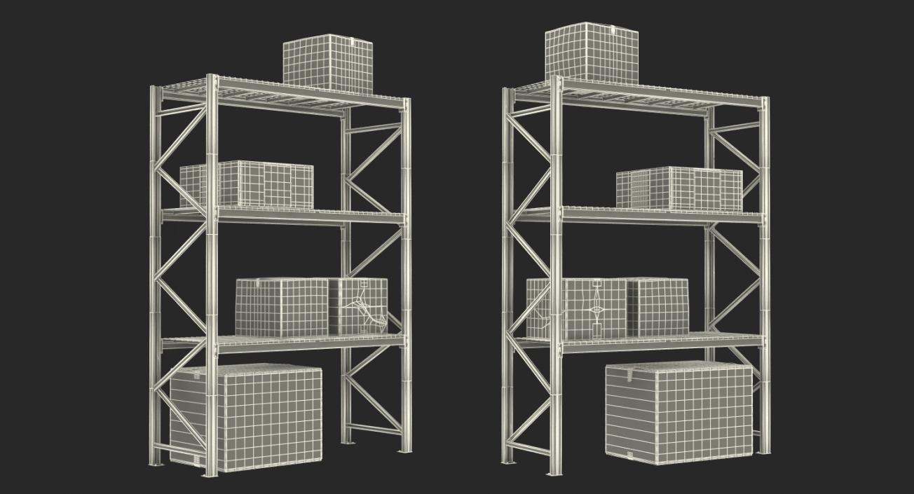 Pallet Rack with Boxes 3D