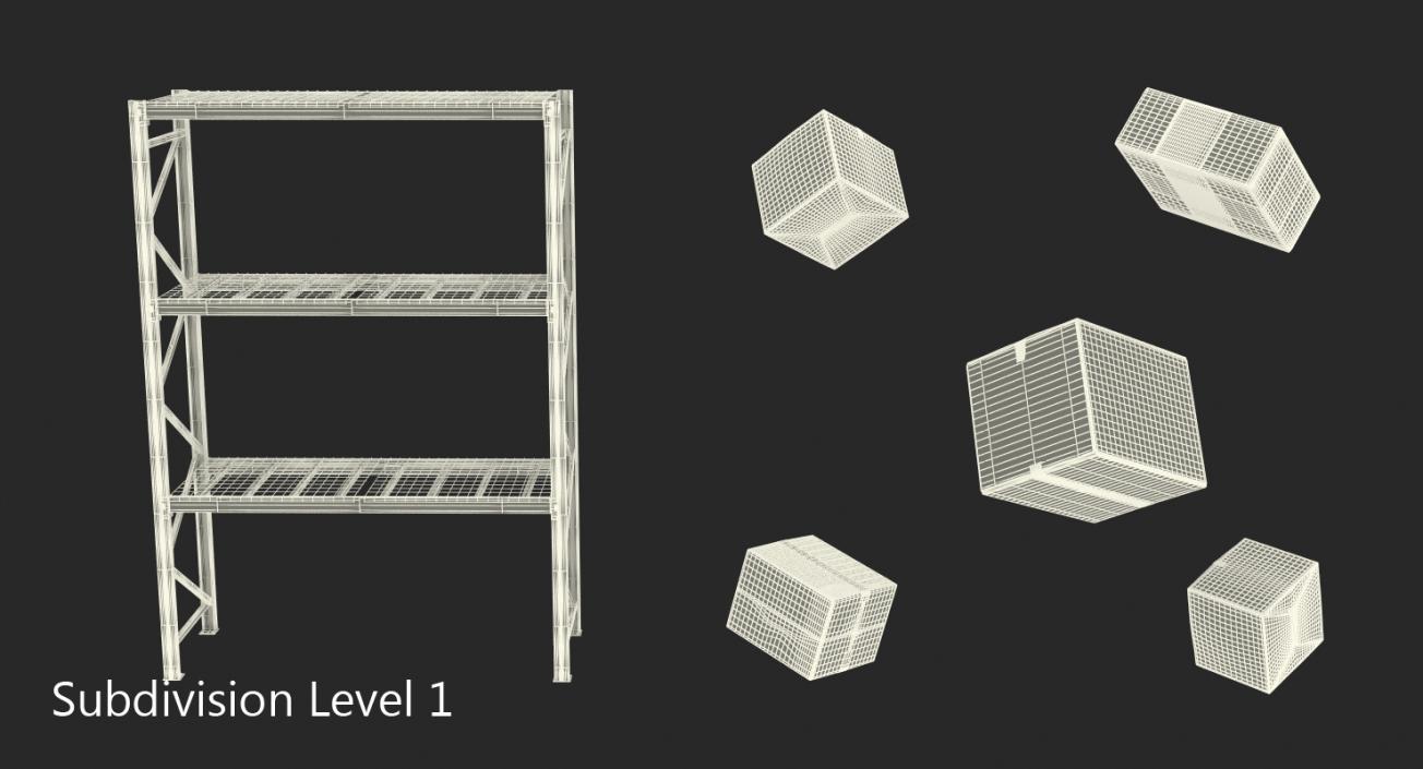 Pallet Rack with Boxes 3D