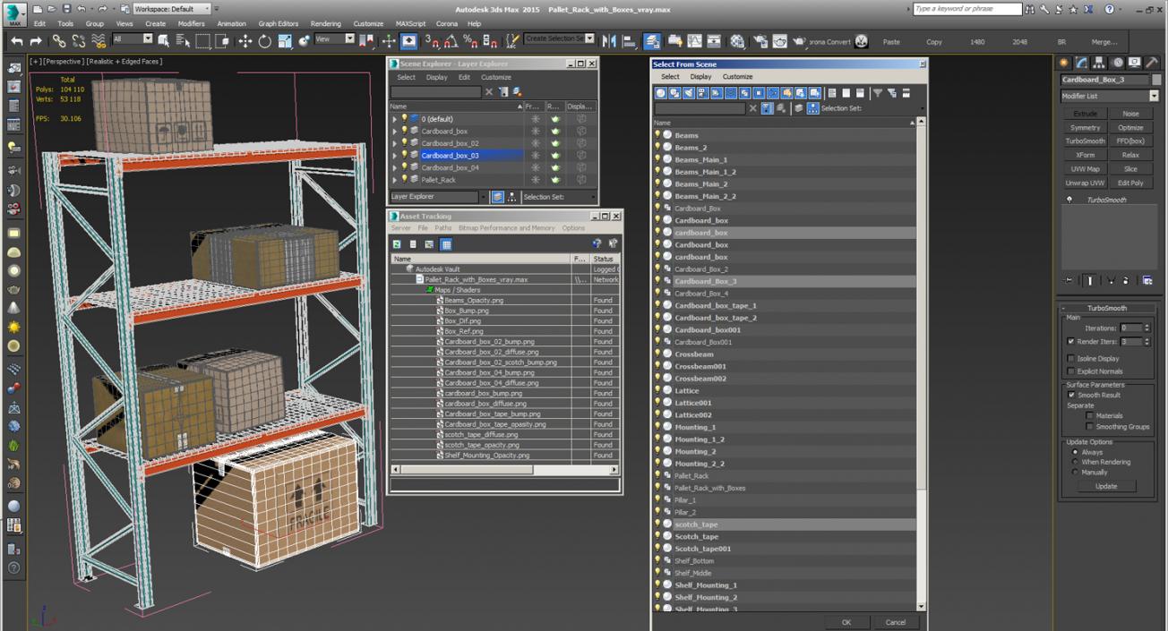 Pallet Rack with Boxes 3D